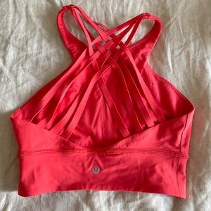 Coral/Red Lululemon High Neck Sports Bra sz 4 - excellent condition